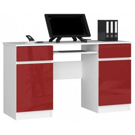 A5 Számítógép asztal (fehér/fényes piros) Akord