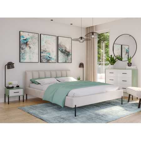 Kárpitozott ágy MILAN mérete 140x200 cm Krém színű TT-FURNITURE
