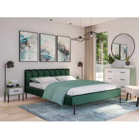 Kárpitozott ágy MILAN mérete 140x200 cm Zöld TT-FURNITURE
