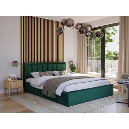 Kárpitozott ágy MOON mérete 90x200 cm Sötét zöld TT-FURNITURE