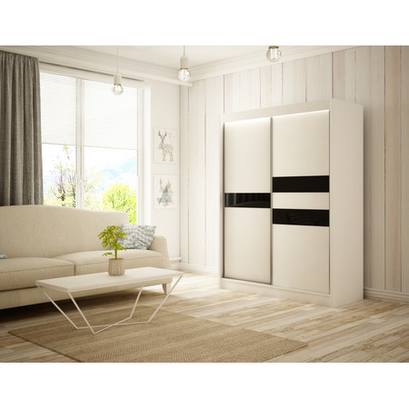 Arrow Gardróbszekrény - 120 cm Fehér matt Fekete Furniture