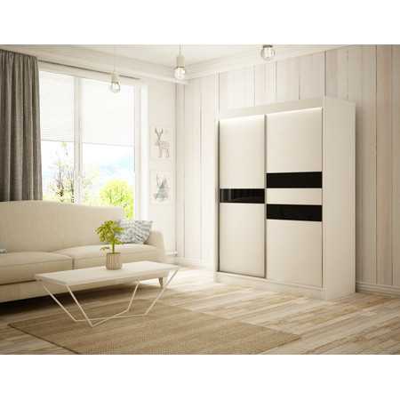 Arrow Gardróbszekrény - 200 cm Fehér matt Fekete Furniture