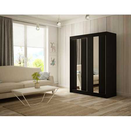 Luke Gardróbszekrény - 150 cm Tükör Fekete / matt Furniture
