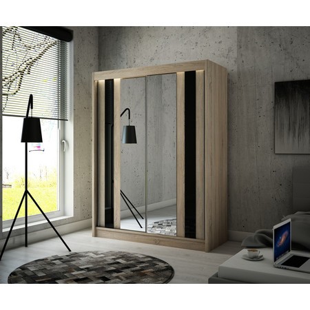 Como Gardróbszekrény - 120 cm Fekete Sonoma tölgy Furniture