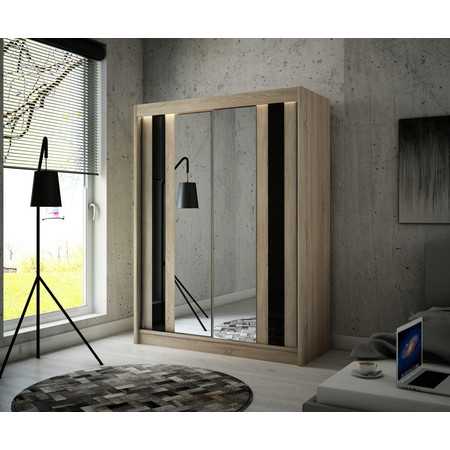 Como Gardróbszekrény - 150 cm Fekete Sonoma tölgy Furniture