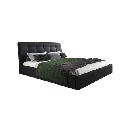 Čalouněná postel ADLO rozměr 140x200 cm Černá eko-kůže TT-FURNITURE