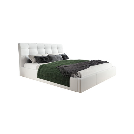 Čalouněná postel ADLO rozměr 140x200 cm Bílá eko-kůže TT-FURNITURE