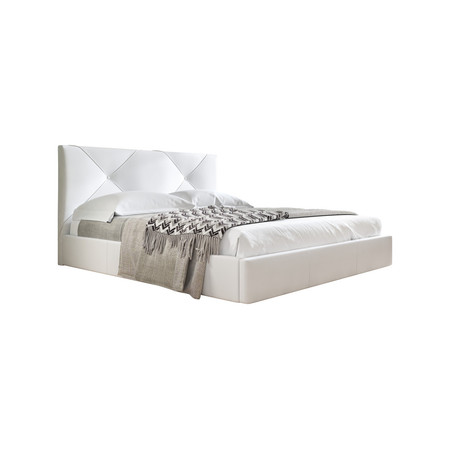 Čalouněná postel KARINO rozměr 140x200 cm Bílá eko-kůže TT-FURNITURE