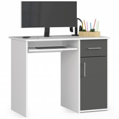 Számítógép asztal PIKSEL jobb - fehér/grafit Akord