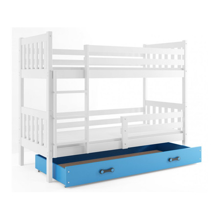 Gyermek emeletes ágy CARINO tárolóhellyel 80x160 cm - fehér Kék BMS