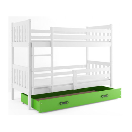 Gyermek emeletes ágy CARINO tárolóhellyel 80x160 cm - fehér Zöld BMS