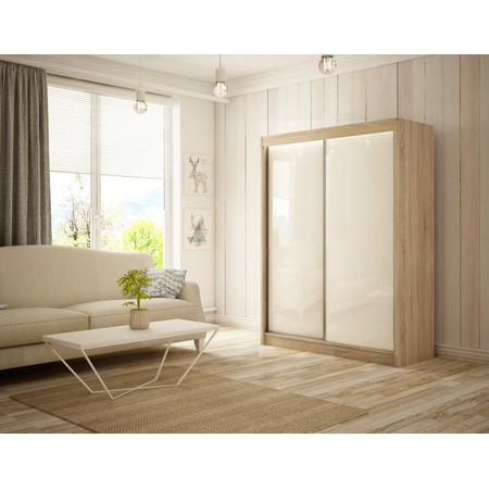 Peak Gardróbszekrény -120 cm Fehér Sonoma tölgy Furniture