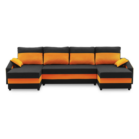 Velká rozkládací sedací souprava SPARTA PLUS COLOR Černá + oranžová SG-nábytek