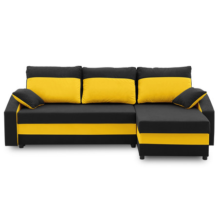 Rohová rozkládací sedací souprava HEWLET PLUS color Černá + žlutá SG-nábytek