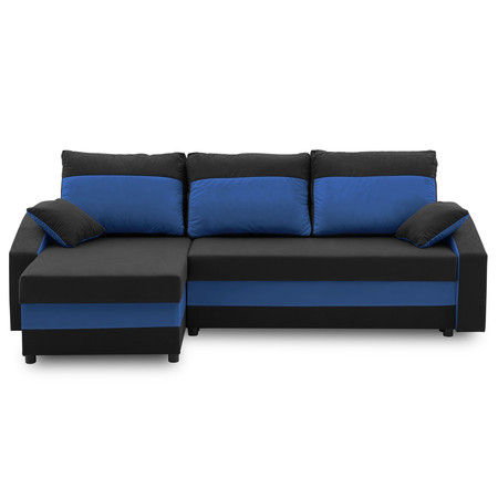 Rohová rozkládací sedací souprava HEWLET PLUS color Černá + Tmavě modrá SG-nábytek