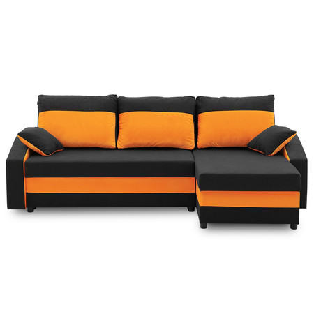 Rohová rozkládací sedací souprava HEWLET PLUS color Černá + oranžová SG-nábytek