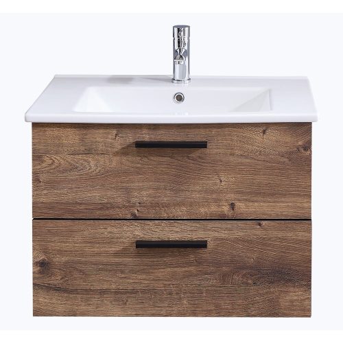 Barna függő szekrény tölgyfa dekorral mosdókagyló nélkül 71x51 cm Set 374 - Pelipal