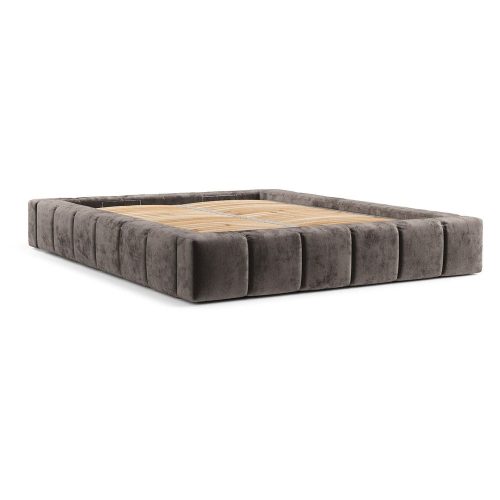Barna kárpitozott ágyneműtartós franciaágy ágyráccsal 200x200 cm Aruba L – Maison de Rêve