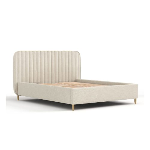 Bézs kárpitozott ágyneműtartós egyszemélyes ágy ágyráccsal 120x200 cm Noto – Maison de Rêve