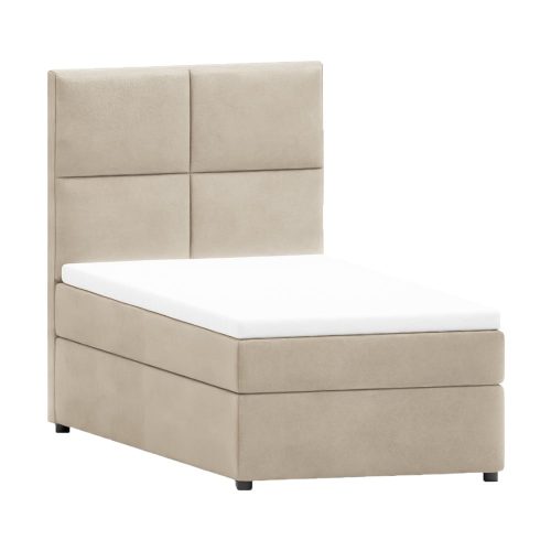 Bézs kárpitozott ágyneműtartós egyszemélyes ágy ágyráccsal 80x200 cm Lena – Ropez