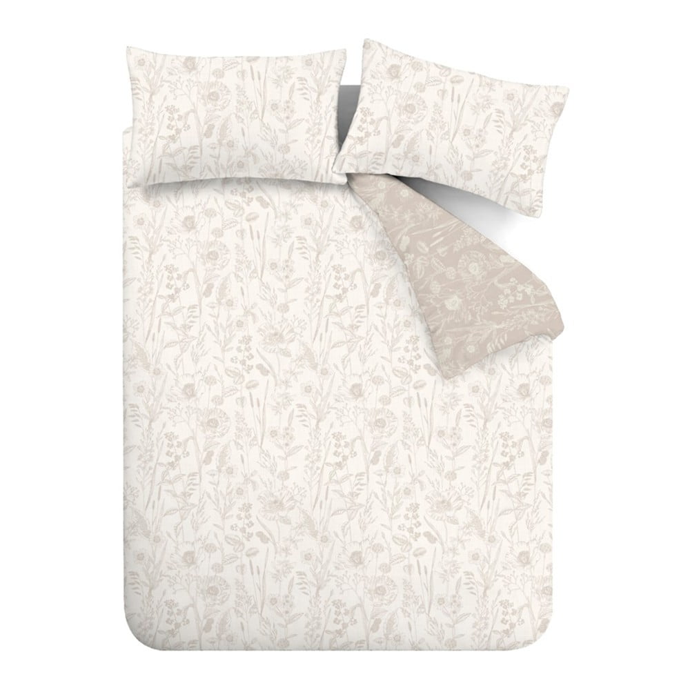 Bézs kétszemélyes-hosszabbított flanel ágyneműhuzat 230x220 cm Floral Toile – Bianca