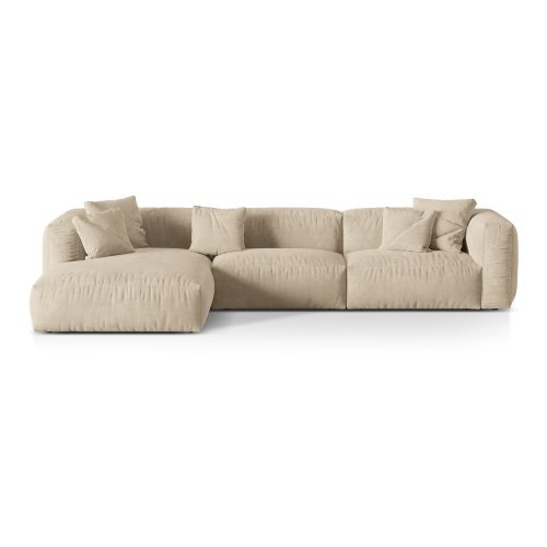 Bézses krémszínű buklé moduláris sarokkanapé (bal oldali) Martina – Micadoni Home
