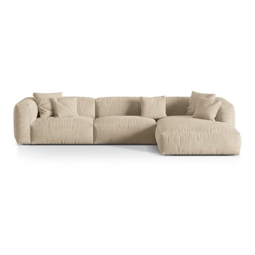 Bézses krémszínű buklé moduláris sarokkanapé (jobb oldali) Martina – Micadoni Home