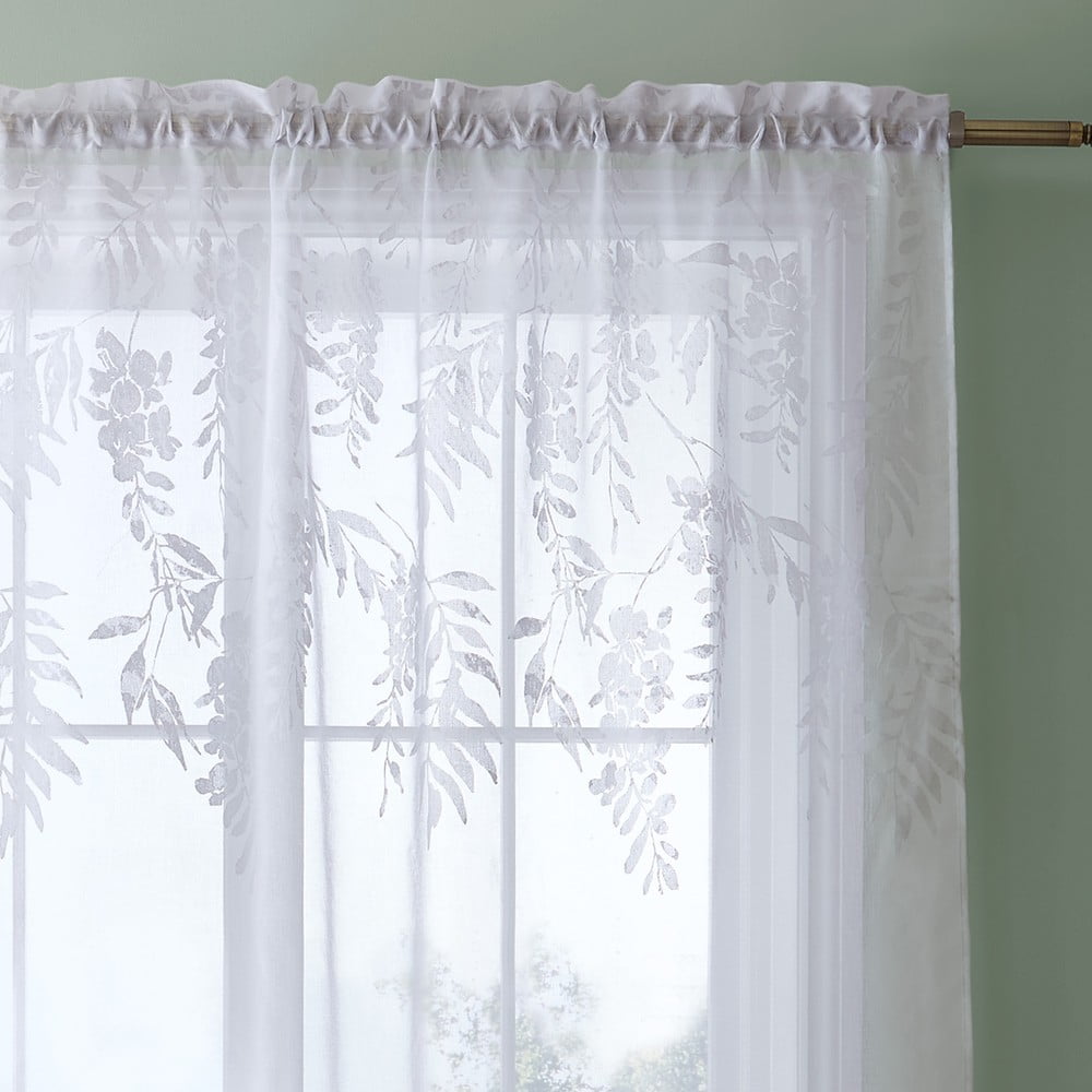 Fehér átlátszó függöny 229x140 cm Wisteria Floral – Catherine Lansfield