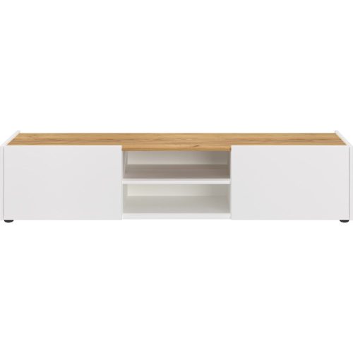 Fehér-natúr színű TV-állvány tölgyfa dekorral 164x35 cm Schlangen – Germania