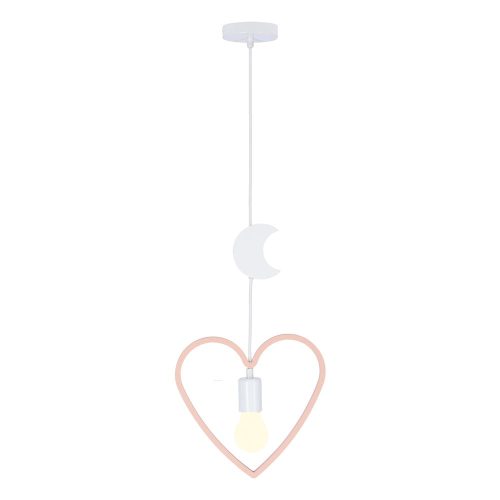 Fehér-világos rózsaszín függőlámpa textil búrával Single – Candellux Lighting