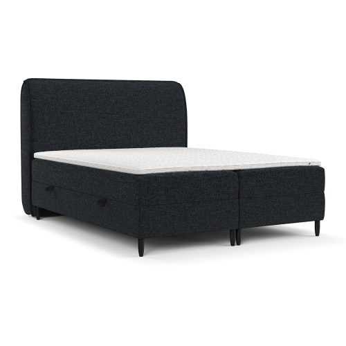 Fekete ágyneműtartós boxspring ágy 200x200 cm Melba – Maison de Rêve