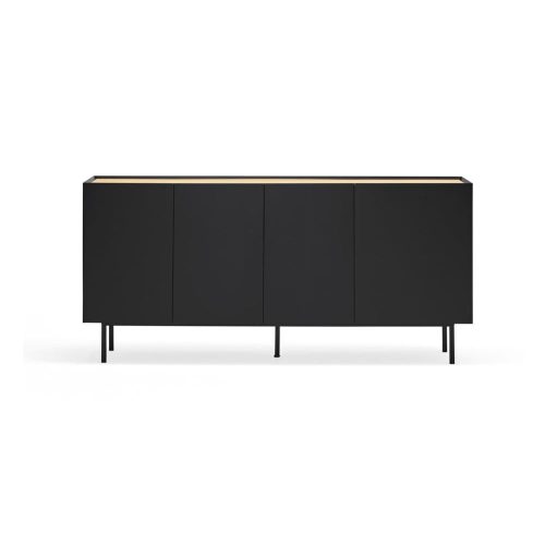 Fekete alacsony komód tölgyfa dekorral 165x78 cm Arista – Teulat