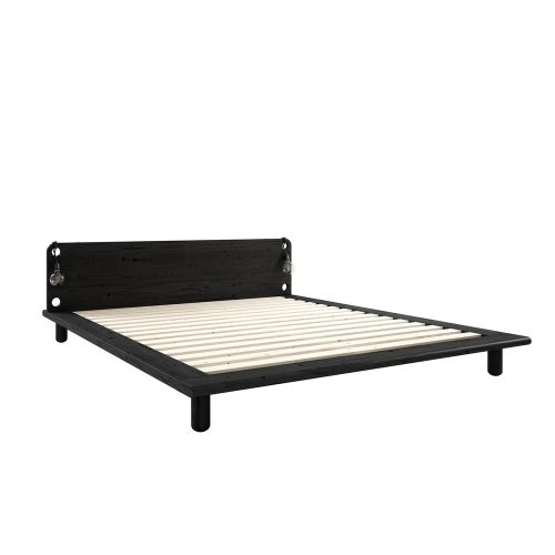 Fekete borovi fenyő franciaágy ágyráccsal 160x200 cm Peek – Karup Design