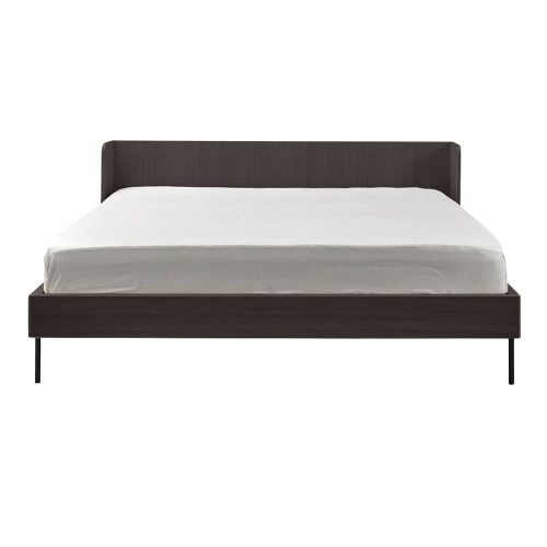 Fekete franciaágy tölgyfa dekorral 180x200 cm Wrap – Bonami Selection
