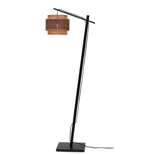 Fekete-natúr színű állólámpa bambusz búrával (magasság 150 cm) Bhutan – Good&Mojo