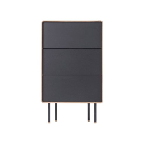 Fekete-natúr színű tölgyfa magas komód 60x100 cm Fina – Gazzda