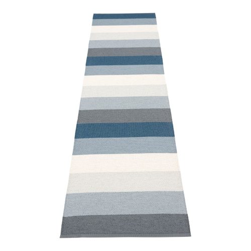 Kék-krémszínű kültéri-beltéri futószőnyeg 70x300 cm Molly Ocean Grey – Pappelina