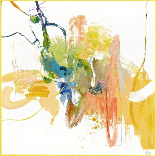 Kép kézzel festett részletekkel 102x102 cm Confidential Yellow – Malerifabrikken