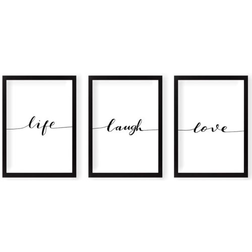 Kép szett 3 db-os 24x29 cm Life Laugh Love – Vavien Artwork