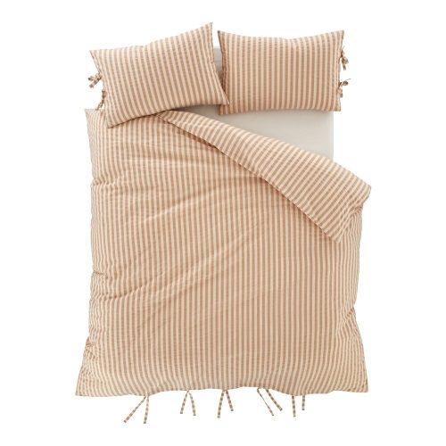 Kétszemélyes ágyneműhuzat terrakotta színű 200x200 cm Zanzibar Stripe – Pineapple Elephant