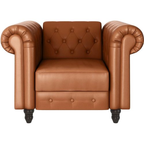 Konyakbarna bőrutánzat chesterfield fotel Felix – Støraa