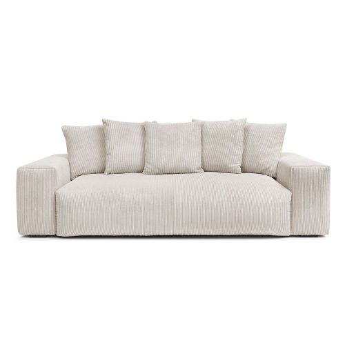 Krémszínű kordbársony kanapé 280 cm Voltaire – Bobochic Paris