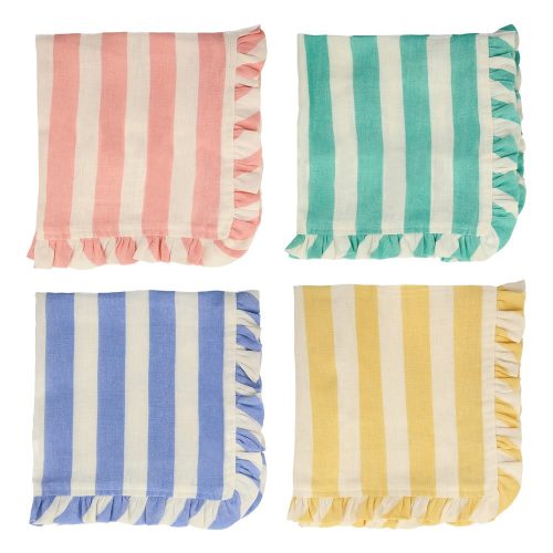 Len szalvéta szett 4 db-os Stripe Ruffle – Meri Meri