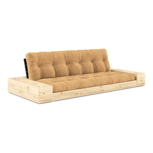 Mustársárga-világosbarna kordbársony kinyitható kanapé 244 cm Base – Karup Design