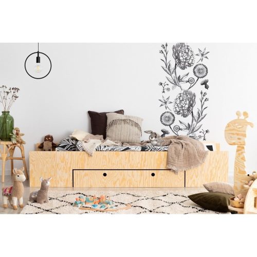 Natúr színű ágyneműtartós gyerekágy kihúzható pótággyal ágyráccsal 90x200 cm MLC – Adeko