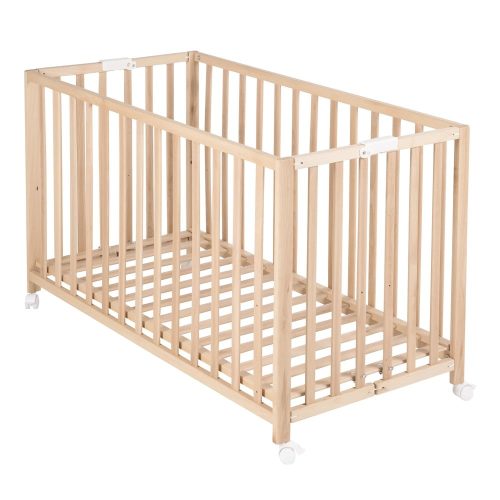 Natúr színű összecsukható  gurulós babaágy 60x120 cm Fold up – Roba