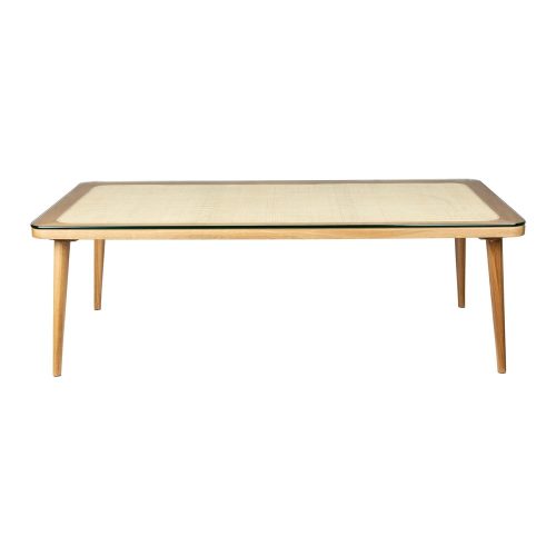 Natúr színű üveg dohányzóasztal 60x120 cm Haru – White Label