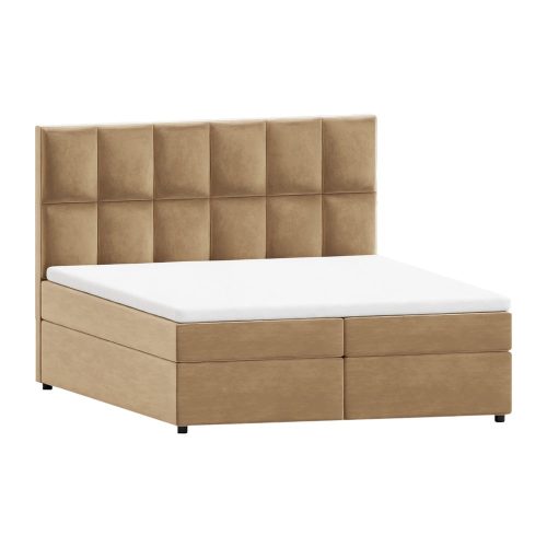 Okkersárga ágyneműtartós boxspring ágy 200x200 cm Flip – Ropez