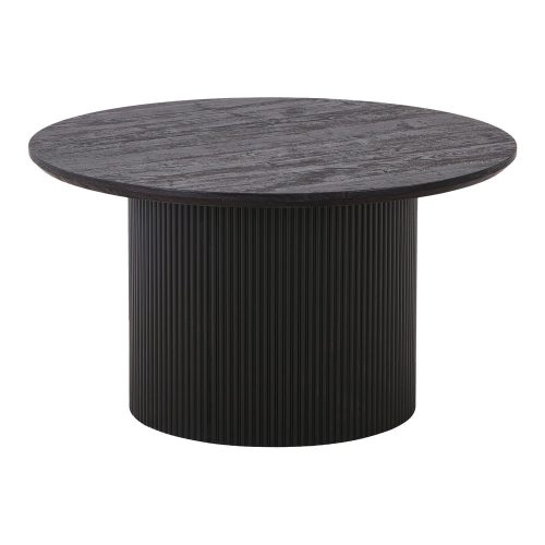 Sötétbarna kerek dohányzóasztal nyárfa dekorral ø 80 cm Boavista – House Nordic