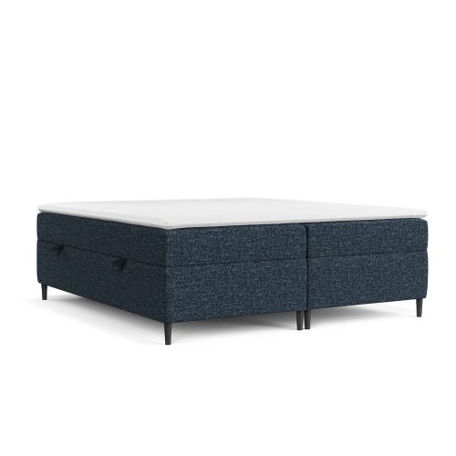 Sötétkék ágyneműtartós boxspring ágy 200x200 cm Araya – Maison de Rêve